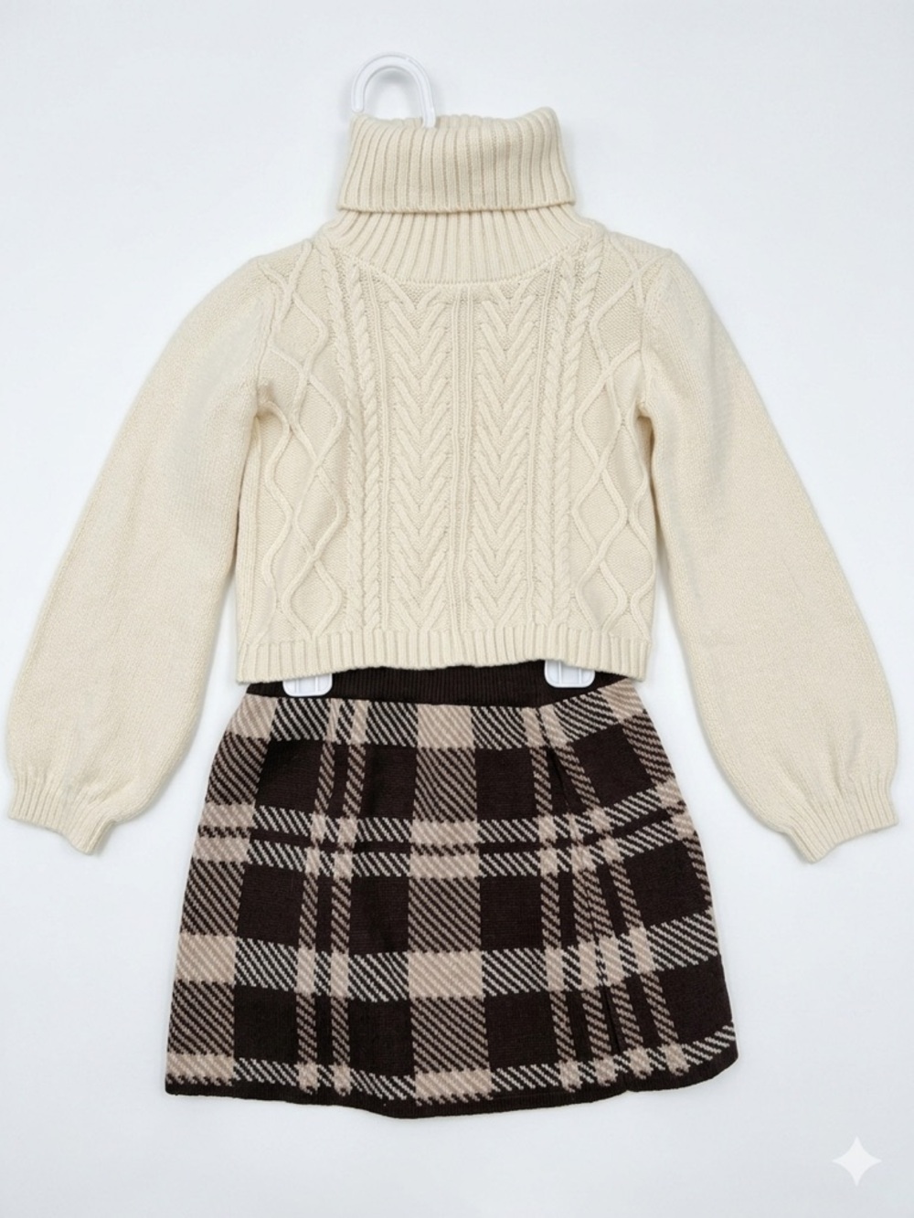 Tahari Kids Toddler Girl Cable Knit Sweater & Plaid Skirt Set Size XS 4